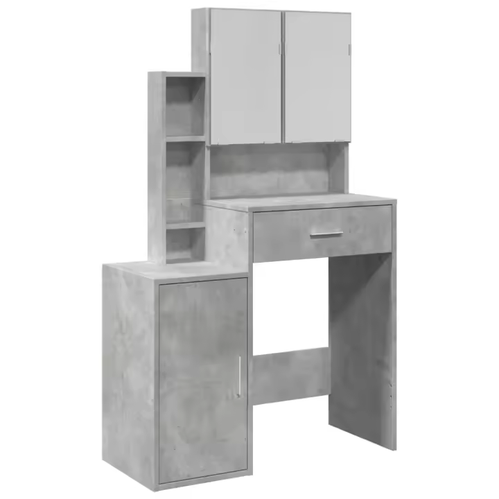 Tocador con mueble gris hormigón 80x35x132 cm - 1