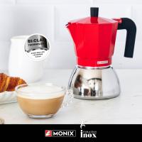 Monix Induction Inox Cafetera Italiana de Aluminio y Acero Inoxidable, 3 / 6 / 9 Tazas de Capacidad, Mango Termorresistente, Fácil de Lavar, Apta para Todo Tipo de Cocinas Incluida Inducción - Color Rojo y Negro - details 9