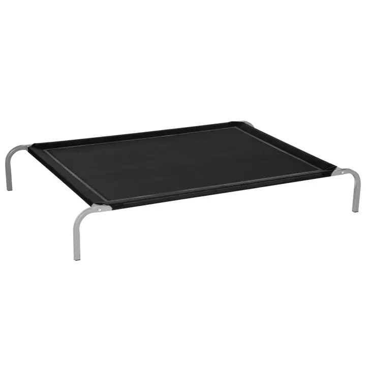 PawHut Cama Elevada para Perros Gatos Transpirable Cama Mascotas para Dormir Relajar con Marco de Acero para Interiores Exterior 130x90x20 cm Negro - 1