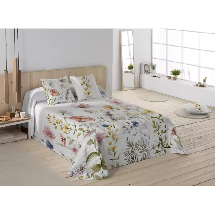 NATURALS Colcha Bouti Flowerly Gris - 1