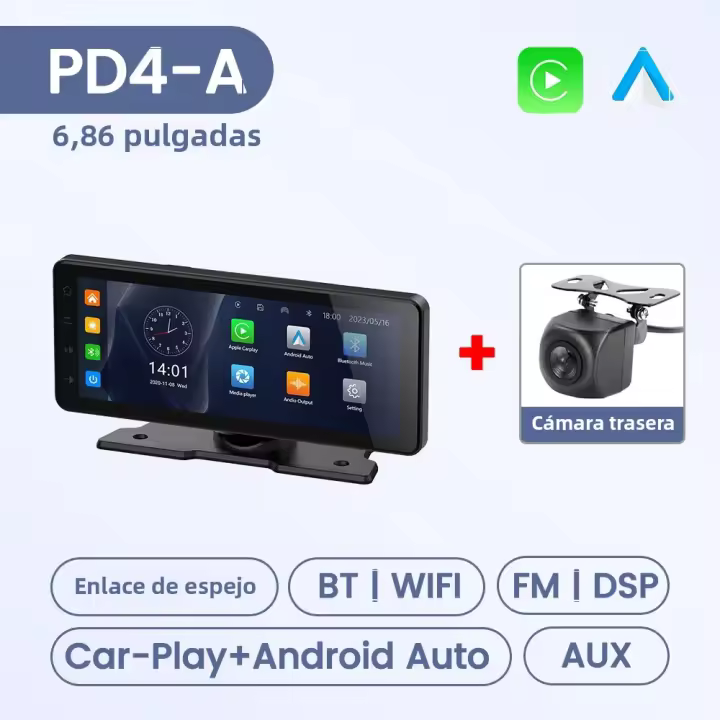 Sistema Inteligente De Coche Con Pantalla Multimedia Inteligente Universal Radio 10.26/6.86 Pulgadas Soporte Android Auto Y Carplay Inalámbrico Para Automóviles - 1