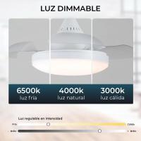 Lámpara Ventilador Karawan de Techo LED Blanco 40cm con Mando a Distancia, Aspas Retráctiles, 4 Velocidades, Luz Regulable y Funcionamiento Silencioso - details 2