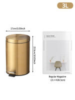 Bandeja De Papelera De Acero Inoxidable 5L Moderna Con Pedal De Pie Para Baño Y Cocina Resistente Al Polvo Y Agua Color Oro - details 11