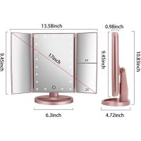 Espejo de Maquillaje con LED, Iluminado Espejo de Mesa Luz con Ampliación 1X / 2X / 3X Plegable Espejo de la Vanidad Rotación 180° Pantalla Táctil Espejo Cosmético para Hombre y Mujer - details 2