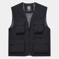 Chaleco De Moda Para Hombre FGKKS Color Sólido Estilo Herramienta Delgado Con Multiple Bolsillos Casual Cierre De Cremallera Talla Regular - details 5