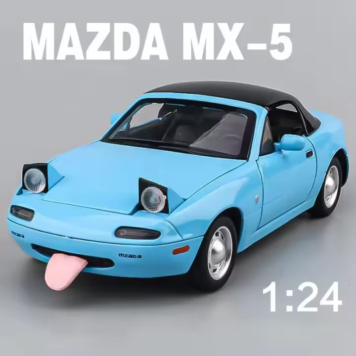 Coche De Escala Mazda Miata MX-5 MX5 De 1:24 En Aleación Con Sonido Y Luz Vehículo De Colección Para Niños Modelo Metálico Para Juguete - 1