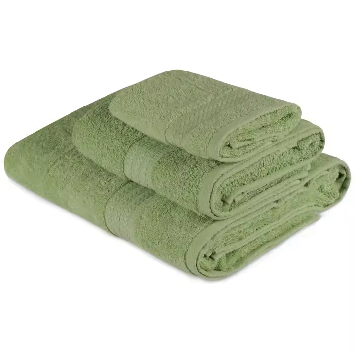Wellhome Juego de Toallas Verde 3 Piezas 100% Algodón 500 Gr/m² - Suave y Absorbente - 1
