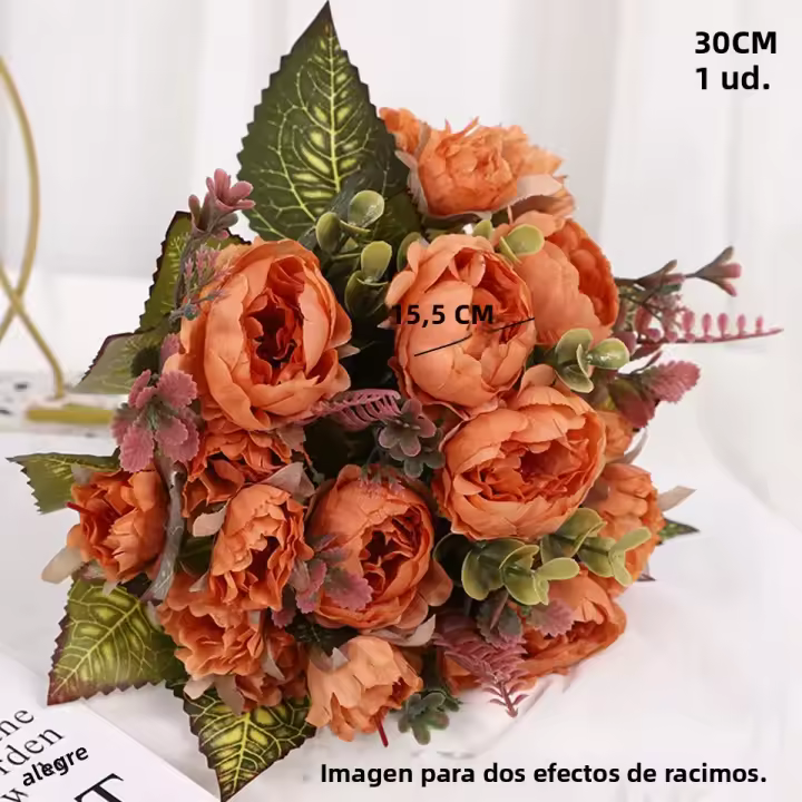 Decorativo Mini Peonía Artificial Para Centro De Mesa Y Boda Bouquet De Flores Sintéticas Vintage Para Exhibición En El Hogar - 1