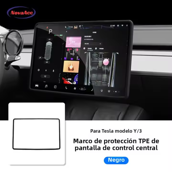 Protector De Marco De Pantalla De Silicona Para Tesla Model Y 3 2021-2024 Accesorios De Interior Del Coche Para Console Central - 1