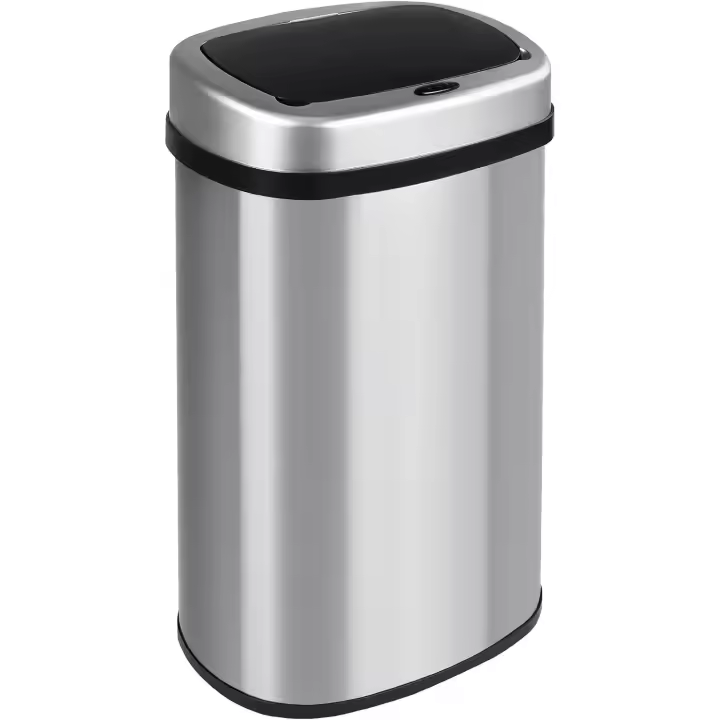 T-LoVendo Cubo de Basura Automatico Cocina con Sensor de Movimiento Inteligente Sin Contacto | 50 litros Acero INOX Tapa Automática Carga con Pilas o Batería. Diseño moderno para hogar oficina y reciclaje - 1