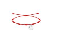 Cotigo Pulsera roja de 7 nudos hecho a mano con colgante de letras Iniciales de acero plateado , pulsera de nombre - details 3