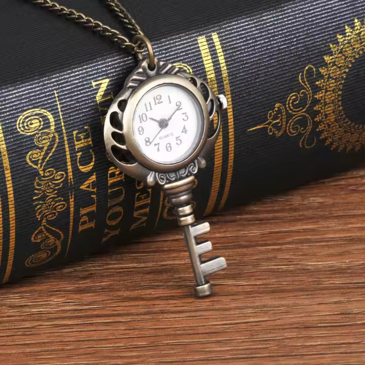 Reloj De Bolsillo Vintage De Cuarzo En Forma De Dibujo Animado Bronce Con Llavero Para Hombres Y Mujeres Regalos Moda Casual - 1