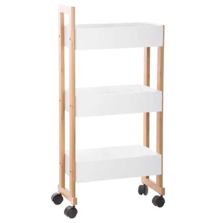 XOCOTŌ® Carrito multiusos 3 niveles 'Bath Essentials' Blanco / Negro - Aparador | Carro Aparador organizador para baño, habitación... con 3 cestas - BATH ESSENTIALS - 1