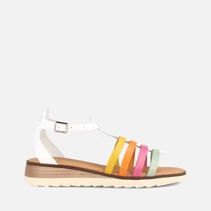 MARILA SHOES SANDALIAS PARA MUJER CON CUÑA BAJA ESTILO CANGREJERA EN PIEL ANABELLA MULTIBLANCO - 1