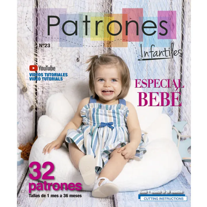 PATRONESMUJER-Revista Patrones Infantiles nº 23 Especial Bebé. Tallas de 1 a 36 meses. Revista con diseños y patrones ideales para todo el año. Con vídeo tutorial del paso a paso. - 1