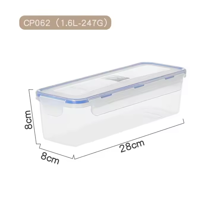 Contenedor De Almacenamiento De Alimentos Airtight 1.6L Reutilizable Organizador De Pan Y Cocina Con Tapa De Inclinación Multi Función - 1