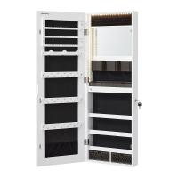 Espejo joyero de pared blanco con luces led, armario de almacenamiento bloqueable, sin marco, perfecto para maquillaje - details 0