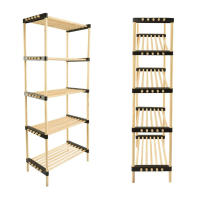 Estantería Modular Slim Multiusos 丨5 Estantes de Madera Natural para Baño, Entrada, Cocina y Oficina丨Organización Ecológica y Compacta丨Estante Resistente para Toallas, Libros, Productos de Limpieza o Decoración丨Tamaño 28 x 49 x 129.5 cm丨Montaje fácil - details 1