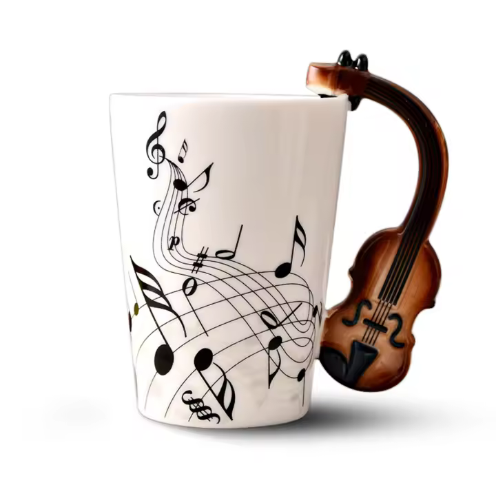 Creative novelty Violin handle ceramic cup free spectrum coffee milk tea cup personality mug unique musical instrument gift cup - 1