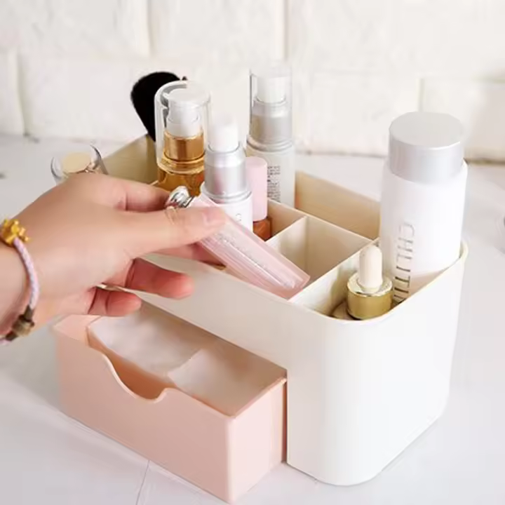 Caja De Almacenamiento Para Uñas Y Joyería Multifuncional Con Accesorios Para Algodón Suave Herramientas De Limpieza De Escritorio Caja De Cosméticos - 1