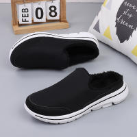Zapatillas Casuales De Algodón Para Hombre Invierno Cómodas Y Cálidas Zapatillas De Casa Con Piel Media Botas De Nieve Suela EVA Zapatos Planos Suaves Talla Verdadera Para Adultos - details 3