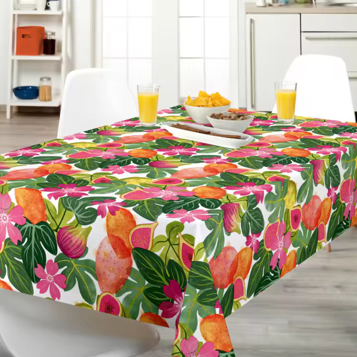 Mantel HuleHule Tex - Diseño Innovador Resistente a Manchas PVC Estampado Multicolor de Frutas y Hojas - Spring Multi - 1