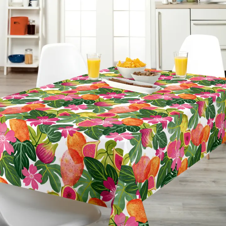 Mantel HuleHule Tex - Diseño Innovador Resistente a Manchas PVC Estampado Multicolor de Frutas y Hojas - Spring Multi - 1