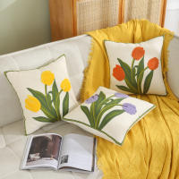 Funda De Cojín Decorativa Bordada 45x45 Cm Algodón 100% Cubiertas De Cojines Cuadradas Para Decoración Rústica Y Moderna - details 2