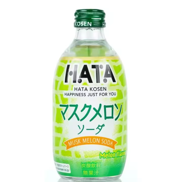 Pack de 3, Bebida Japonesa Ramune Hata, HATA Bebida de Soda sabores al melocotón, mango y melon - 1