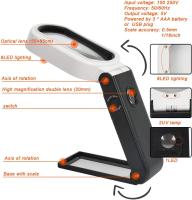 LED Lupa de Mesa 5X 25X Lupa con soporte plegable, 3 Modos LED-85x55mm - details 3