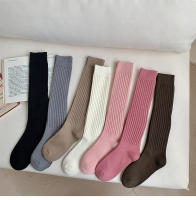 Medias Largas De Mujer En Color Sólido Estilo Preppy Japonesa Moda Dulce Medias De Algodón Y Poliéster Con Elástico Para Otoño E Invierno - details 6