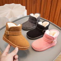 Botas De Nieve Para Niños Y Niñas Con Hebilla Y Peluche Grueso Color Sólido Botas Cortas De Tobillo Flexibles Y Cálidas Para Hombres Y Mujeres Tallas 23-36 - details 1