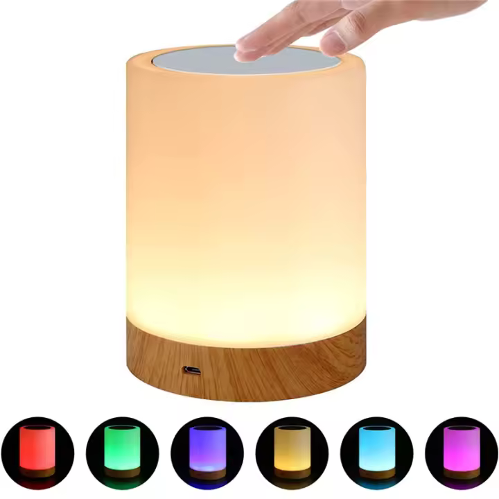 Lámpara Nocturna Recargable Con Sensor De Toque Luz De Mesa Para Dormitorio Colores RGB Dimmable Regalo Para Niños Y Niñas - 1