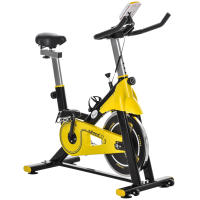 HOMCOM Bicicleta Estática con Resistencia Regulable Bici Estática Bicicleta de Fitness con Pantalla LCD Ruedas Manillar y Asiento Ajustable para Casa Gimnasio Amarillo y Negro - details 0