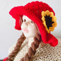 Gorro De Pescador Para Bebés Niñas Con Trenza Y Peluca Chaqueta De Punto Tejida Caliente Para Invierno Estilo Floral - details 9