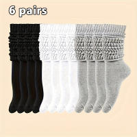 6 Pares De Calcetines De Talla Media Para Mujer Tejidos Térmicos Calcetines Largos Sueltos Y Adecuados Para Primavera Otoño Invierno Calcetines De Lana Gruesa Y Cálidos - details 1
