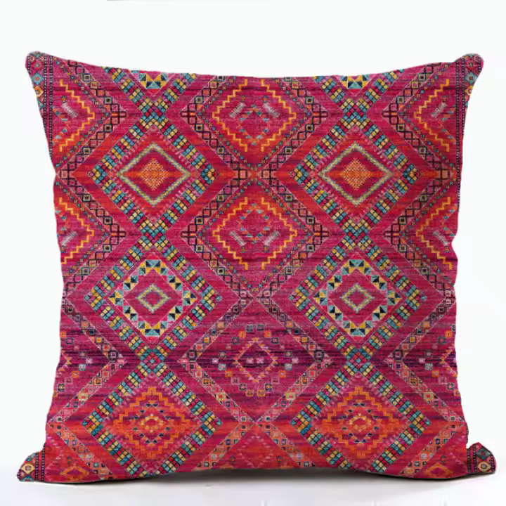 Cubierta De Cojín Cuadrada De Lino Personalizable Estilo Bohemio Turco Para Sofá Y Cintura Suministros Del Hogar 100% Algodón Ecológico - 1