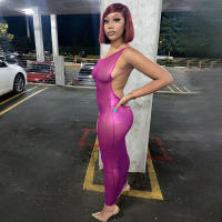 Vestido Largo Sin Mangas De Verano Para Mujer Hugcitar Color Sólido Bodycon Para Fiestas Ropa De Calle Preppy Estilo Sin Cuello Espalda Descubierta Midi Synthesis Fibra Polyester Spandex - details 16