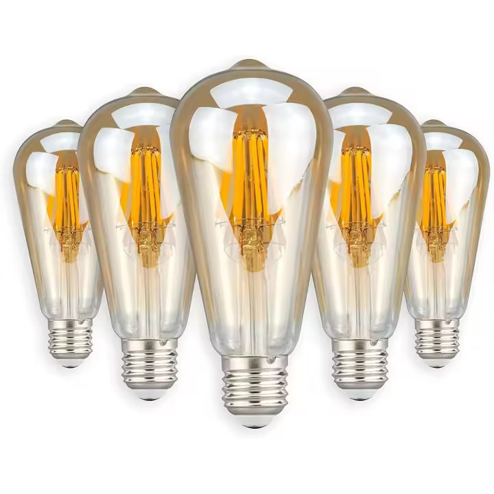Led By Guli Guli® Bombillas Filamento Luxtar E27 LED Vintage ST64 Pera 7W Pack 5uds - 1