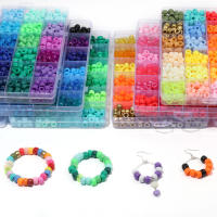 Kit De Perlas Para DIY 480pcs Con Letras Y Agujeros Grandes Espaciadores De Acrílico Para Creación De Joyería Pulseras Y Suministros De Cabello - details 1