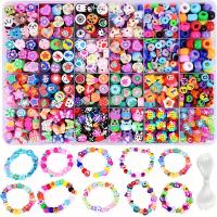 Set De Abalorios De Arcilla Polimérica 15Celdas Con Espaciadores De Frutas Y Caras Sonrientes Hilo Elástico Bundle De Caja - details 7