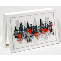 Cuadroexpres - Tapa de Contador Pintada a Mano, Ciudad Naranja, Medidas 37x22x4 cm (41x26x6 medida exterior) Con tornillos y tacos para colocar en la pared. Moderna, 100% Original, Muy Decorativa. Firmada por el Artista, Fabricada en España - details 0