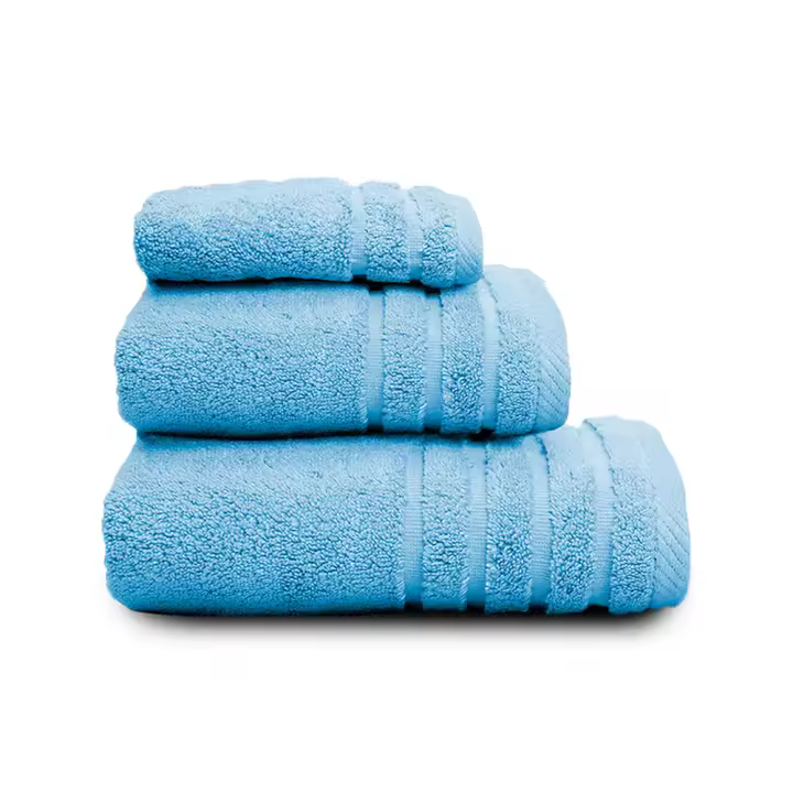 Juego Toallas Baño 500 Gr LISO - Rizo 100% Algodón - Pack 3 Piezas (Tocador+Lavabo+Ducha). Color Celeste - Sedalinne - 1