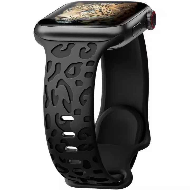 Correa de silicona suave con estampado de Leopard compatible con Coreas de Apple Watch de 42mm, 44mm, 45 mm y 49 mm para Mujeres y Paraguas, Correas de reposición para la serie iWatch - 1