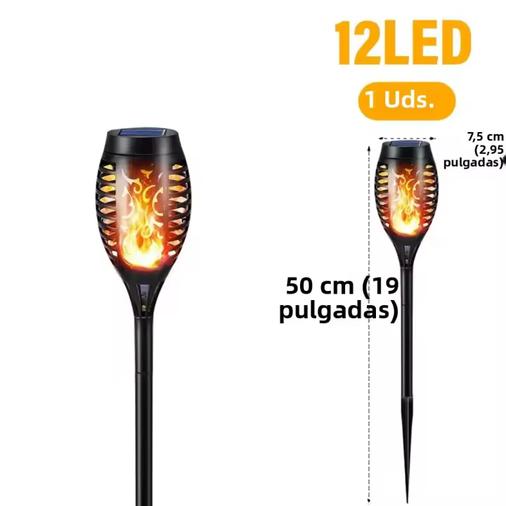 Lámpara De Jardín Solar Con 96 LED Luz Exterior Impermeable Antiguo Torcha Decorativa Para Paisaje Jardín Iluminación De Camino - 1