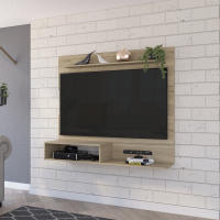 TUHOME Panel de Entretenimiento de Pared Beijing, con estante superior, Miel Madera manufacturada Salón-Mueble Tv - details 0