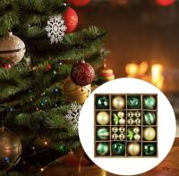 Pack 42 unds Bolas de Navidad, Exquisitas Bolas Navidad 6CM & 3CM Pintadas, Bolas Arbol de Navidad Brillantes, Juego de Bolas de Navidad Grandes Mini de dos Colores para Mezclar y Combinar (Verde, Dorado) - details 4