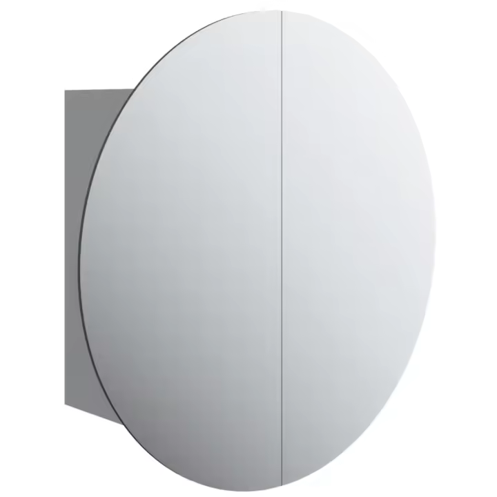 Armario de baño con Espejo Redondo y LED gris 40x40x17,5 cm - 1
