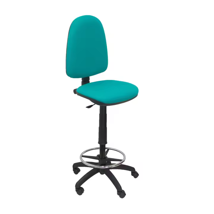 Piqueras Y Crespo Taburete Ergonómico Regulable en Altura con Aro Reposapiés Cromado BALI Turquesa - 1