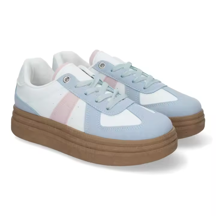 PuntoSalao Zapatillas deportivas cómodas elegantes con plataforma color azul mujer 7590 - 1